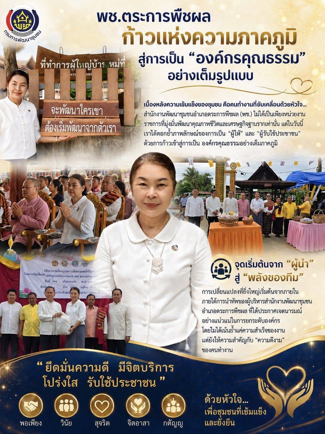 พช.ตระการพืชผล ก้าวแห่งความภาคภูมิ สู่การเป็น "องค์กรคุณธรรม" อย่างเต็มรูปแบบ